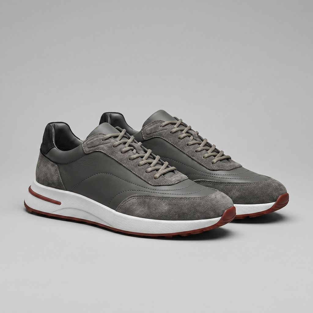 Men's Suede Panel Lace-Up Trainers