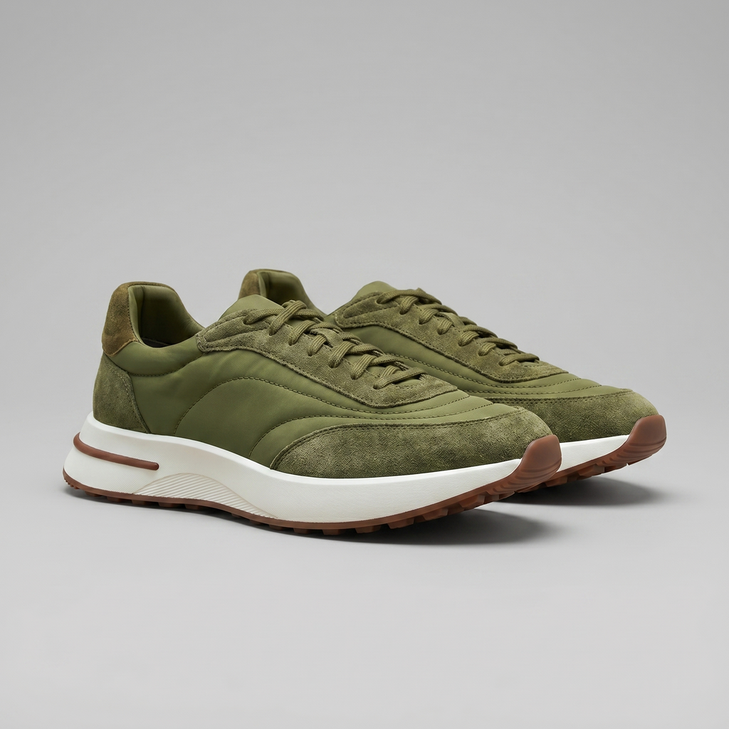 Men's Suede and Nylon Panel Trainers