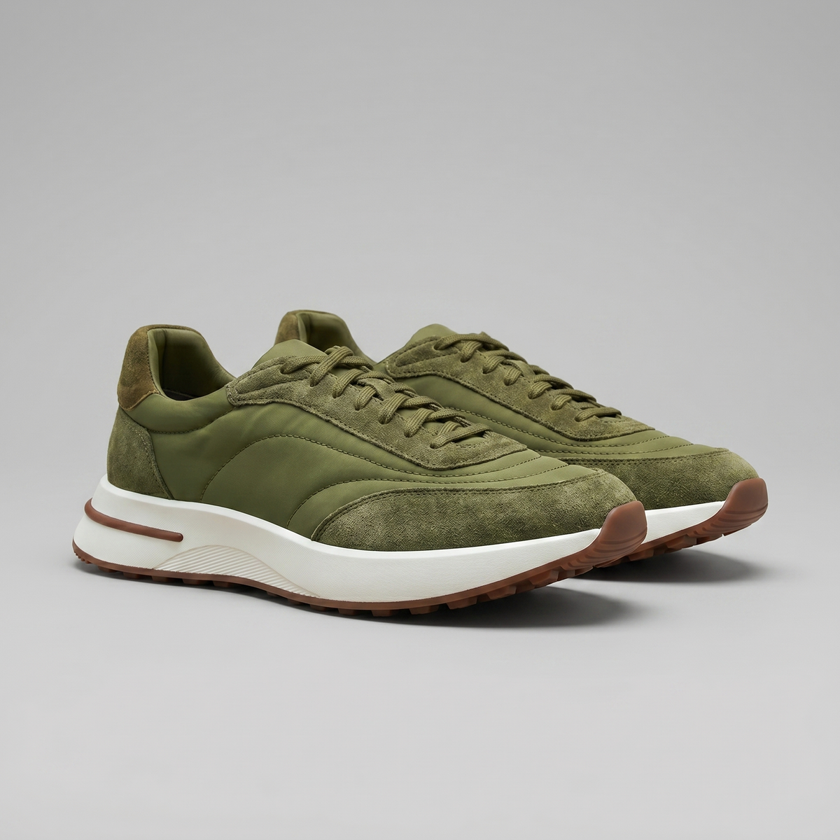 Men's Suede and Nylon Panel Trainers