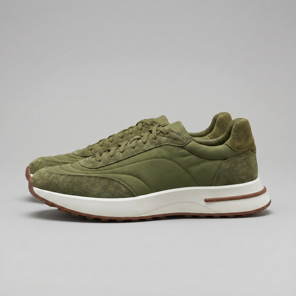 Men's Suede and Nylon Panel Trainers