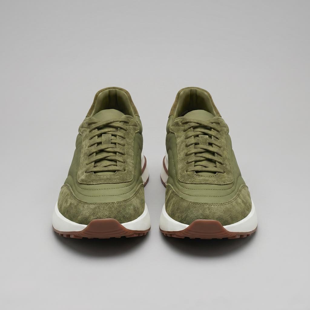 Men's Suede and Nylon Panel Trainers
