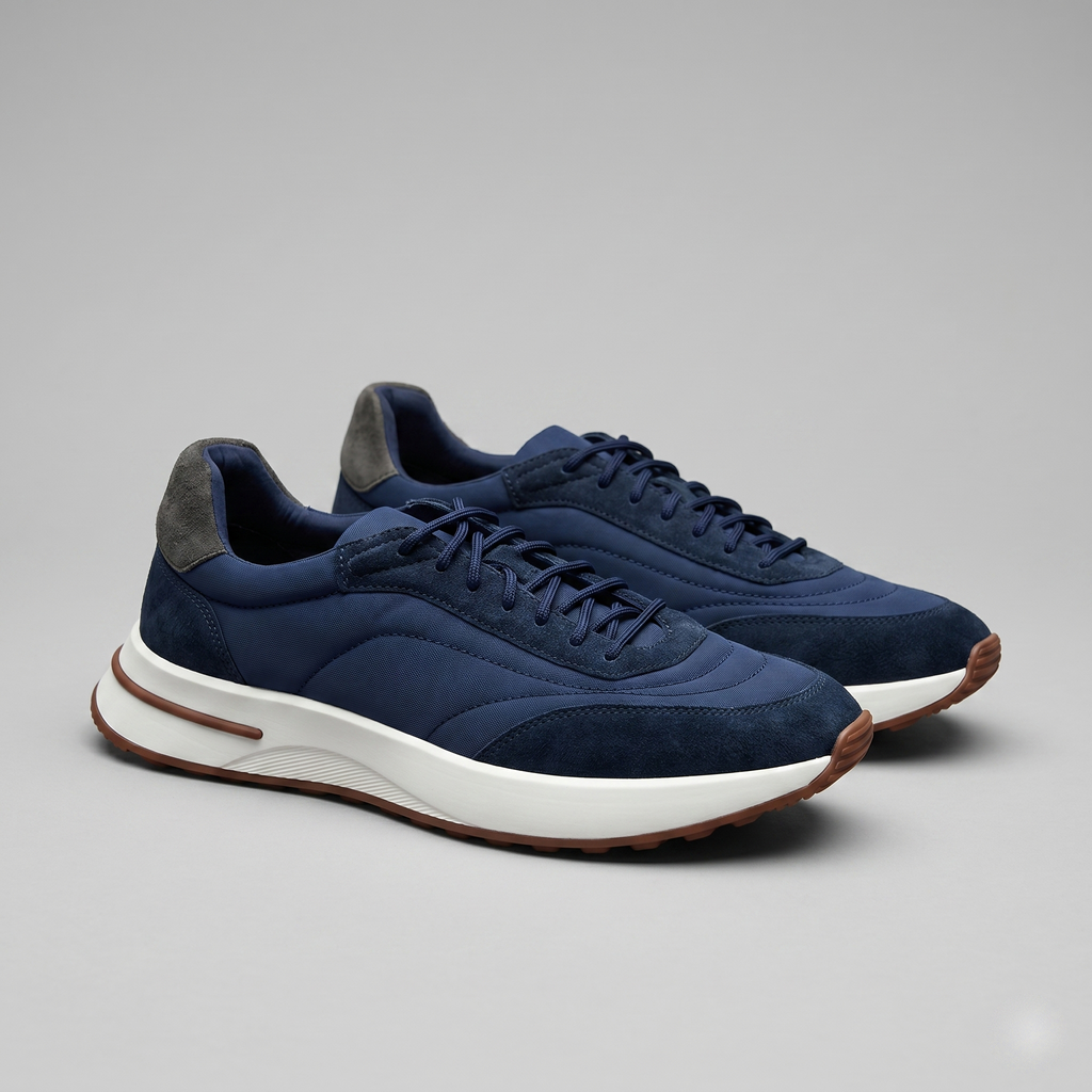 Men's Suede and Nylon Panel Trainers