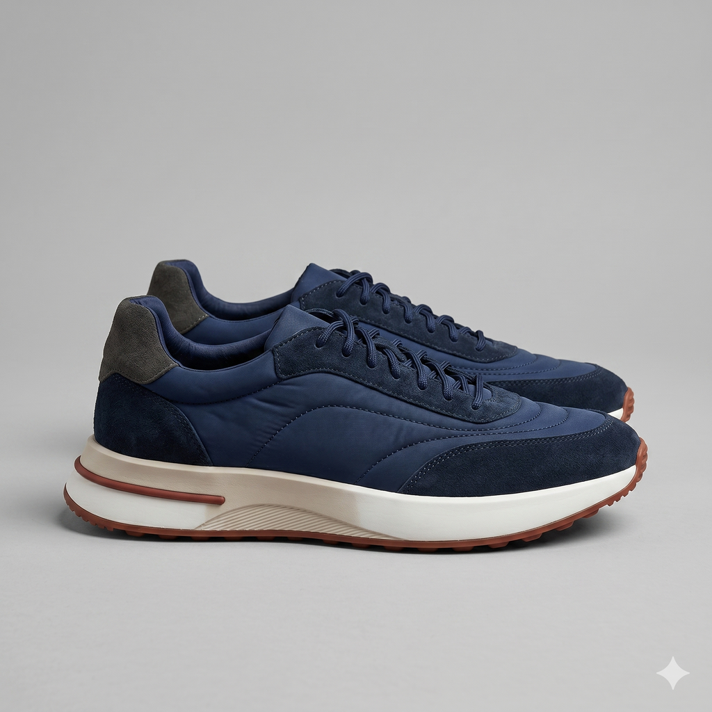 Men's Suede and Nylon Panel Trainers
