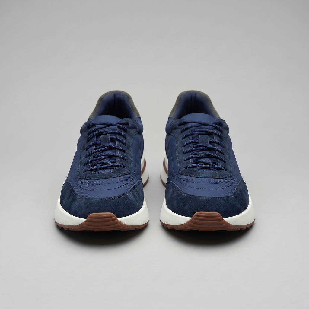 Men's Suede and Nylon Panel Trainers