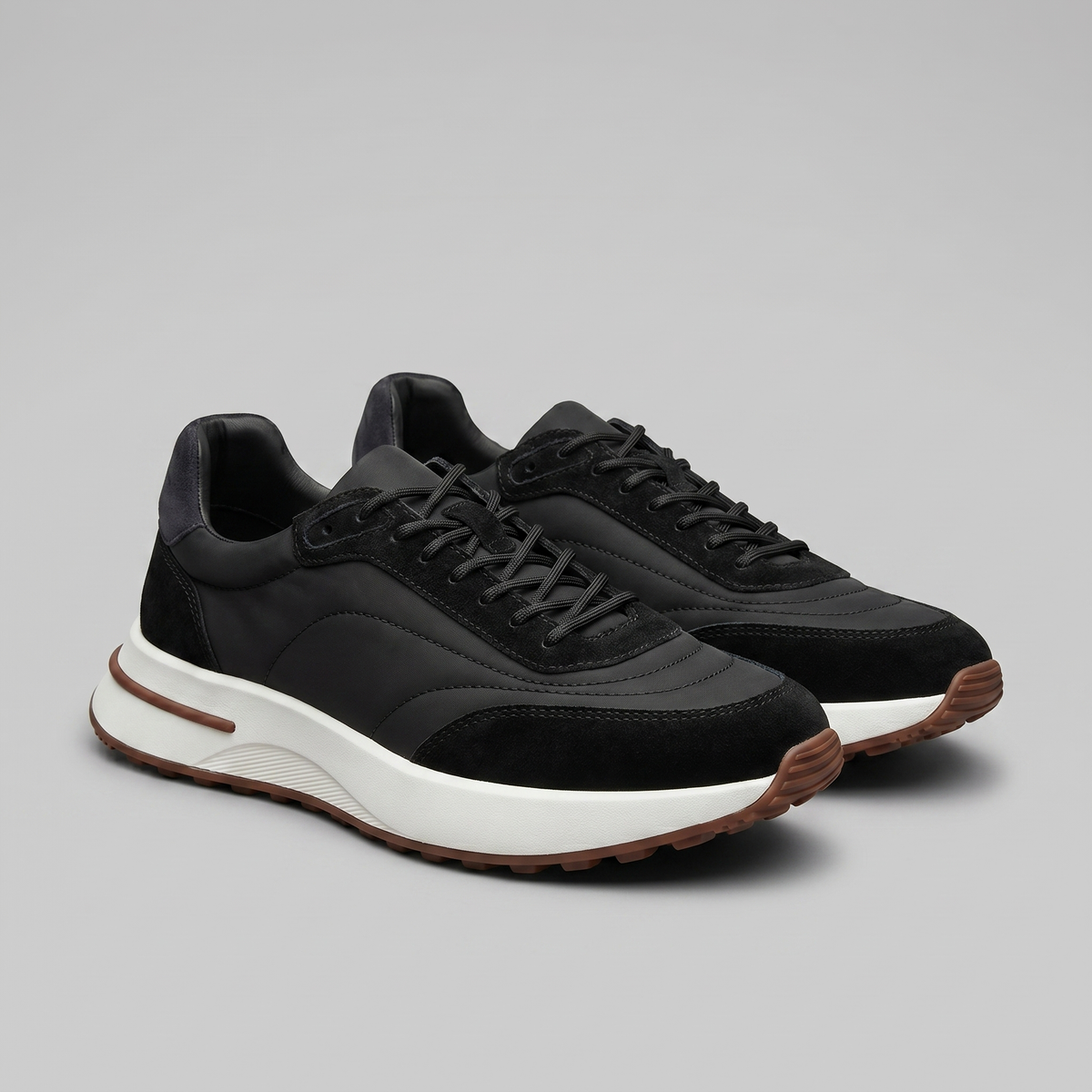 Men's Suede and Nylon Panel Trainers