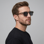 Men's Vintage Square Sunglasses with Dark Lenses