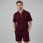 Men's Waffle Knit Short Outfit Summer Set