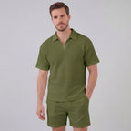 Men's Waffle Knit Short Outfit Summer Set