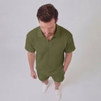 Men's Waffle Knit Short Outfit Summer Set