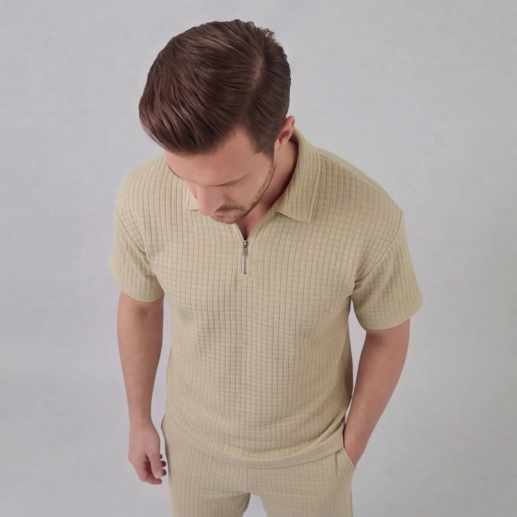 Men's Waffle Knit Short Outfit Summer Set