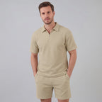 Men's Waffle Knit Short Outfit Summer Set