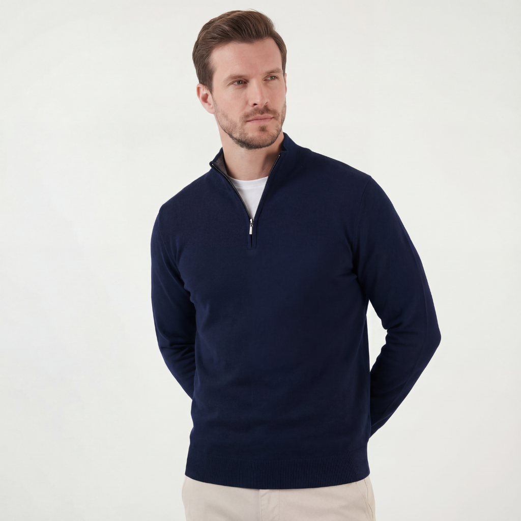Navy Half-Zip Sweater