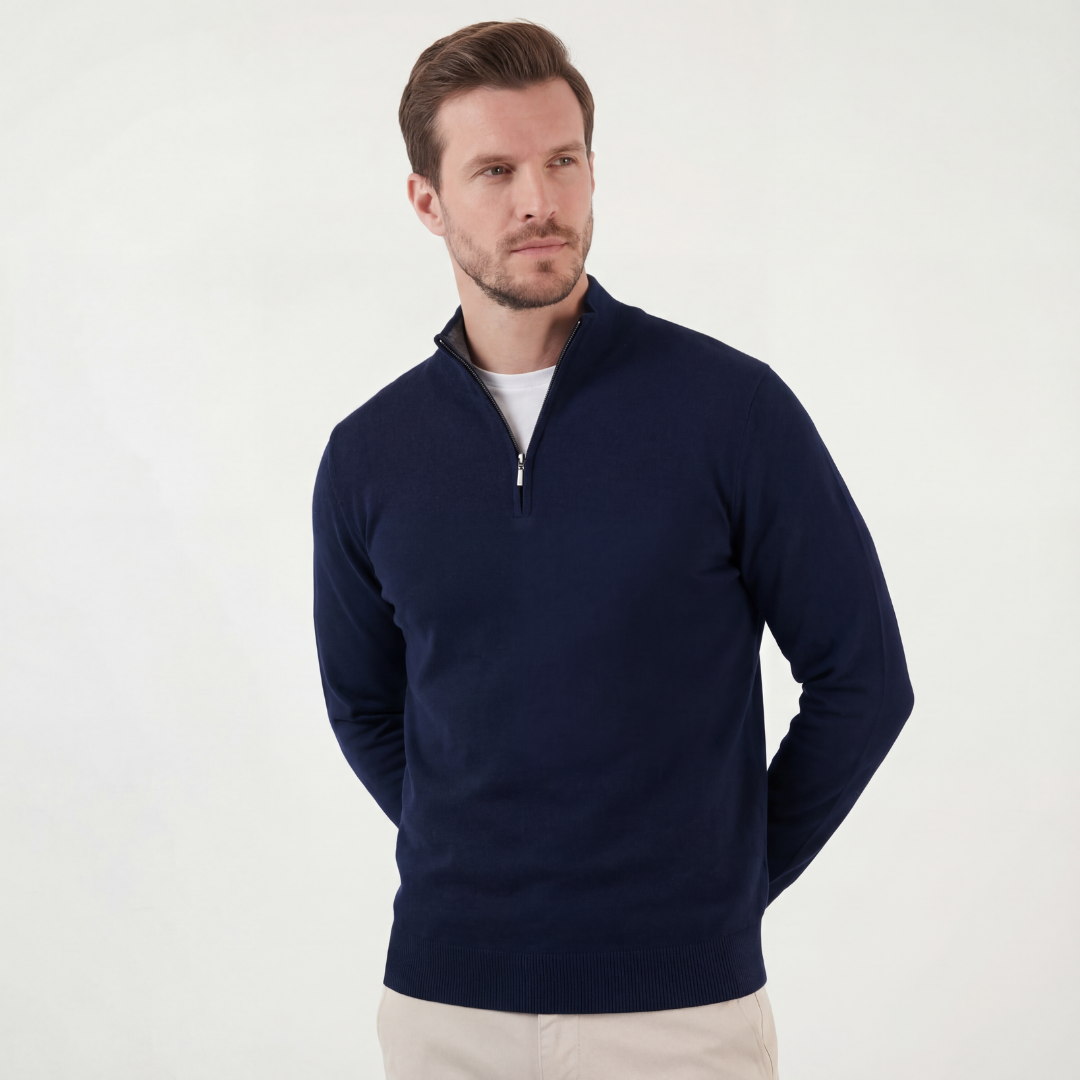 Navy Half-Zip Sweater