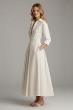 Sarah | Women’s Button Front Collared Midi Dress