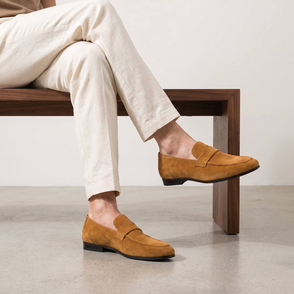Men's Suede Penny Loafers