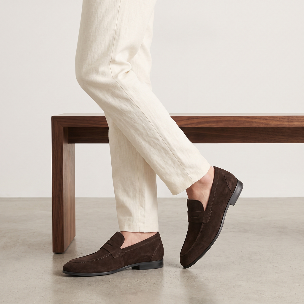Men's Suede Penny Loafers